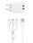  Сетевое зар. устр. WIWU Wi-U003 c шнуром Micro/Type-C/Lightning 2USB 2.1A белое