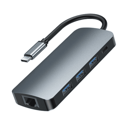  USB-C хаб Remax RU-U91 Retor series 9в1 3USB/HDMI/USB-C/MicroSD/TF/RJ45/VGA/AUX серый