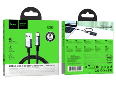 Usb Кабель-зарядка Type-C Hoco US10 3A/5Gbps 0.5м черный