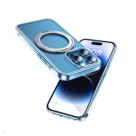  Накладка для i-Phone 15 Hoco Stand Magnetic силикон прозрачный с кольцом 360°