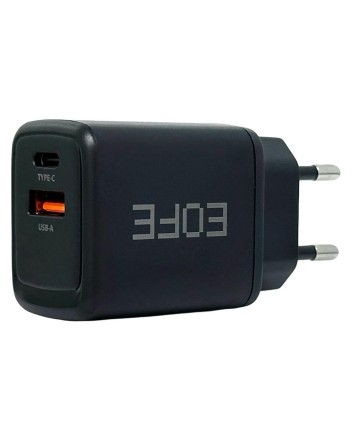  Сетевое зарядное устройство EOFE E303 1C/1USB 30W черное