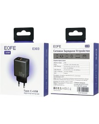 Сетевое зарядное устройство EOFE E303 1C/1USB 30W черное