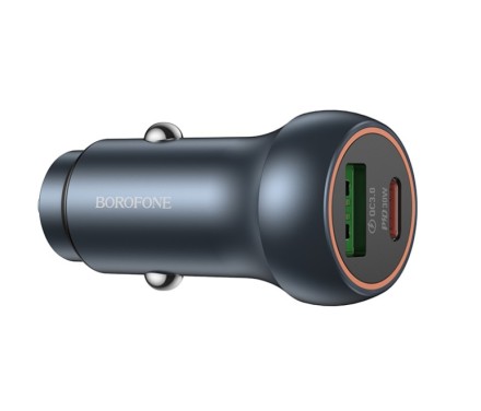  Автомобильное заряд. устр. Borofone BZ32B 1C/1USB 30W+18W темно-серое