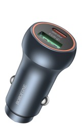 Автомобильное заряд. устр. Borofone BZ32B 1C/1USB 30W+18W темно-серое