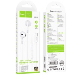 Стереонаушники Hoco M109 Type-C с микрофоном 1.2м белый