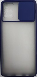 Накладка со шторкой камеры Samsung Galaxy A51 4G матовая темно-синяя