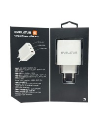 Сетевое зар. устр. Evelatus 145 1USB/2C 22.5W/45W белое