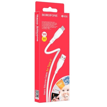  Usb Кабель-зарядка Type-C Borofone BX66 5A 1м белый