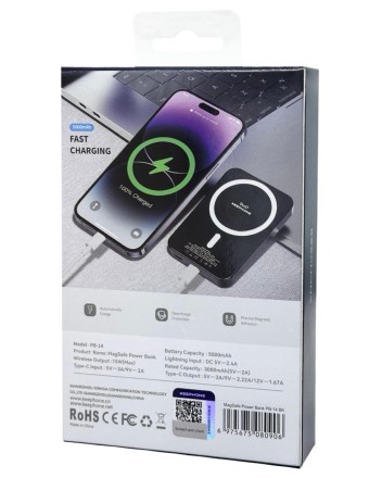  Powerbank с беспроводной зарядкой Keephone PB-14 5000mAh 1C 20W PB-14BK черный