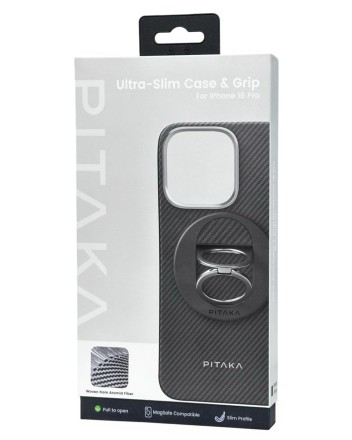  Накладка для i-Phone 16 Pro 6.3&quot; Pitaka Ultra Slim Case&amp;Grip 3 черно-серая