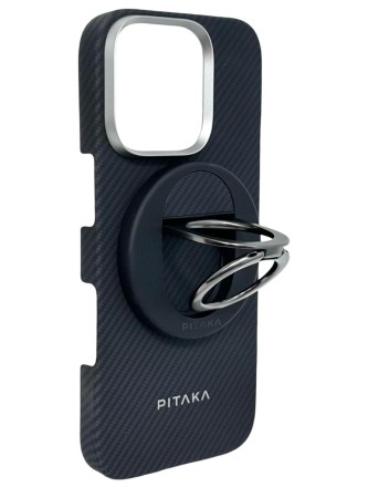  Накладка для i-Phone 16 Pro 6.3&quot; Pitaka Ultra Slim Case&amp;Grip 3 черно-серая