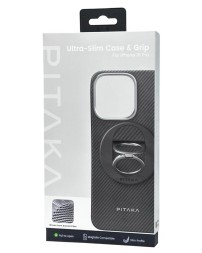 Накладка для i-Phone 16 Pro 6.3&quot; Pitaka Ultra Slim Case&amp;Grip 3 черно-серая