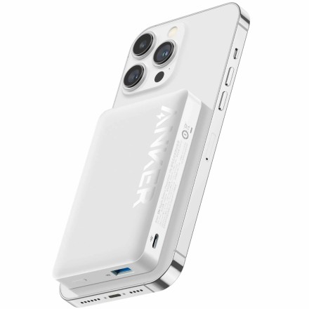  Powerbank с беспроводной зарядкой Anker MagGo Ultra-Slim 10000mAh 5W/7.5W/15W 1USB/1C (A1664) белый