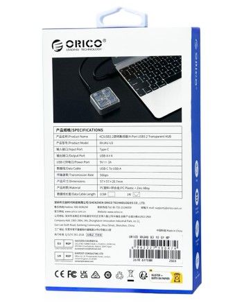  USB-С хаб Orico XHJ4U 4xUSB3.2 серый