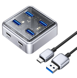 USB-С хаб Orico XHJ4U 4xUSB3.2 серый