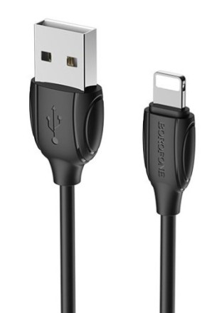  Usb Кабель-зарядка Lightning Borofone BX19 Benefit 2.4A 1м силиконовый черный