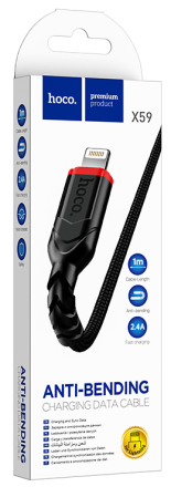  Usb Кабель-зарядка Lightning Hoco X59 Victory 1м 2.4А в тканевой оплётке чёрный