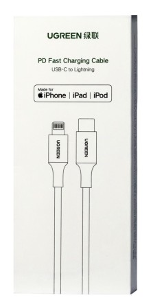  Usb Кабель-зарядка Type-C на Lightning Ugreen US304 3A 1м черный