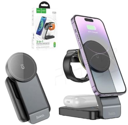  Беспроводное зарядное устройство 3in1 смартфон/Watch/AirPods Hoco CQ3 15W черное
