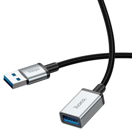  Кабель-переходник Hoco US10 USB (папа) на USB3.0 (мама) 5Gbps 0.5м черный