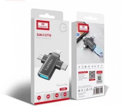  Переходник Earldom OT80 Type-C/Lightning/Micro на USB серый