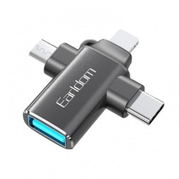 Переходник Earldom OT80 Type-C/Lightning/Micro на USB серый