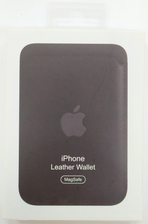 Кожаный чехол-бумажник для карт и визиток с анимацией MagSafe Leather Wallet для i-Phone черный