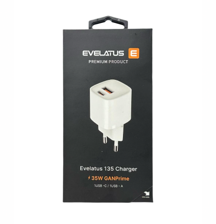  Сетевое зар. устр. Evelatus 135 1USB/1C 22.5W/35W белое