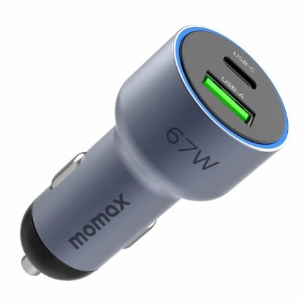 Автомобильное заряд. устр. Momax Move 67W 1USB/1USB-C серый
