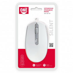 Мышь проводная Smartbuy ONE 280 USB/DPI 800-1200-1600-2400/4 кнопки/1.4м (SBM-280-WG) бело-серая