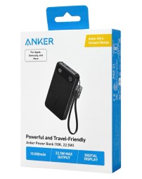 Powerbank Anker (A1257) 10000mAh 1USB/2C с проводом Type-C черный