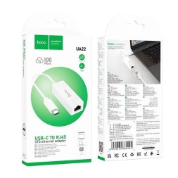 Переходник Hoco UA22 Accquire Type-C на RJ45 1000 Мбит/с, белый