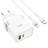  Сетевое зар. устр. Hoco N21 с шнуром Type-C на Lightning 2USB/1С 30W белое