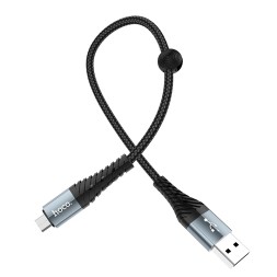 Usb Кабель-зарядка Micro Hoco X38 Cool 2.4A 0.25м в тканевой оплётке чёрный