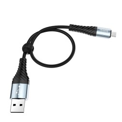 Usb Кабель-зарядка Micro Hoco X38 Cool 2.4A 0.25м в тканевой оплётке чёрный