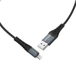 Usb Кабель-зарядка Lightning Hoco X38 Cool 2.4A 1м в тканевой оплётке чёрный