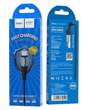  Usb Кабель-зарядка Lightning Hoco X38 Cool 2.4A 1м в тканевой оплётке чёрный