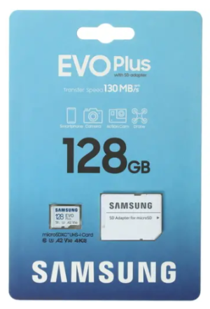  micro SDXC карта памяти Samsung 128GB EVO Plus Class10 UHS-I 130MB/s с адаптером