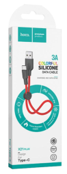 Usb Кабель-зарядка Type-C Hoco X21 Plus Silicone 3A 25см мягкий силиконовый красный