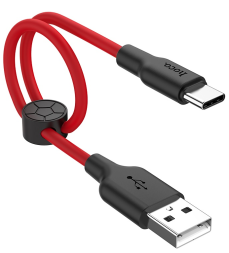 Usb Кабель-зарядка Type-C Hoco X21 Plus Silicone 3A 25см мягкий силиконовый красный