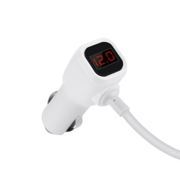 Разветвитель прикуривателя Hoco Z13 12/24В 3 гнезда/2USB + LCD серебристый