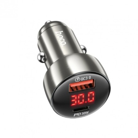  Автомобильное заряд. устр. Hoco Z50 1USB/1C 18W/30W серебристый