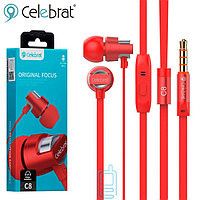 Наушники с микрофоном Celebrat C8 1.2м красные