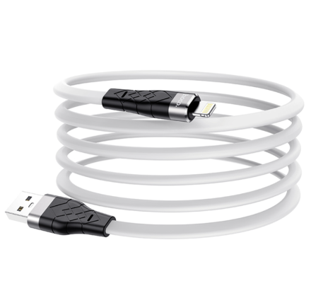  Usb Кабель-зарядка Lightning Hoco X53 Angel 2.4A 1м плоский силиконовый белый
