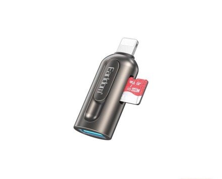  Переходник Earldom OT103 Lightning на USB/MicroSD серый