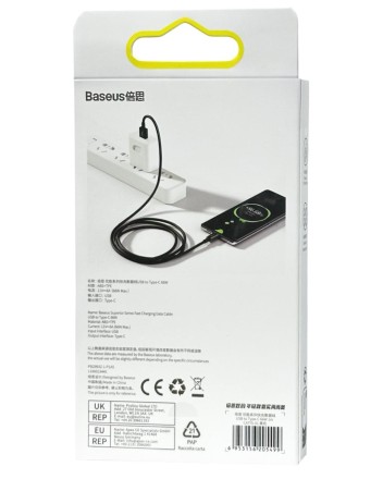  Usb Кабель-зарядка TYPE-C Baseus Superior Series 1м (CATYS-01) 66W черный