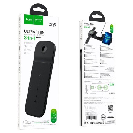  Беспроводное зарядное устройство 3in1 смартфон/iWatch/AirPods Hoco CQ5 15W черное