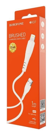  Usb Кабель-зарядка Lightning Borofone BX37 Wieldy 2.4A 1м в оплётке PVC белый
