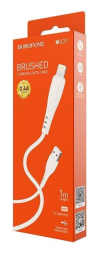 Usb Кабель-зарядка Lightning Borofone BX37 Wieldy 2.4A 1м в оплётке PVC белый