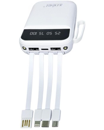  Powerbank Xreel 10000mAh 2USB/1USB-C с проводом Type-C/Lightning/Micro белый